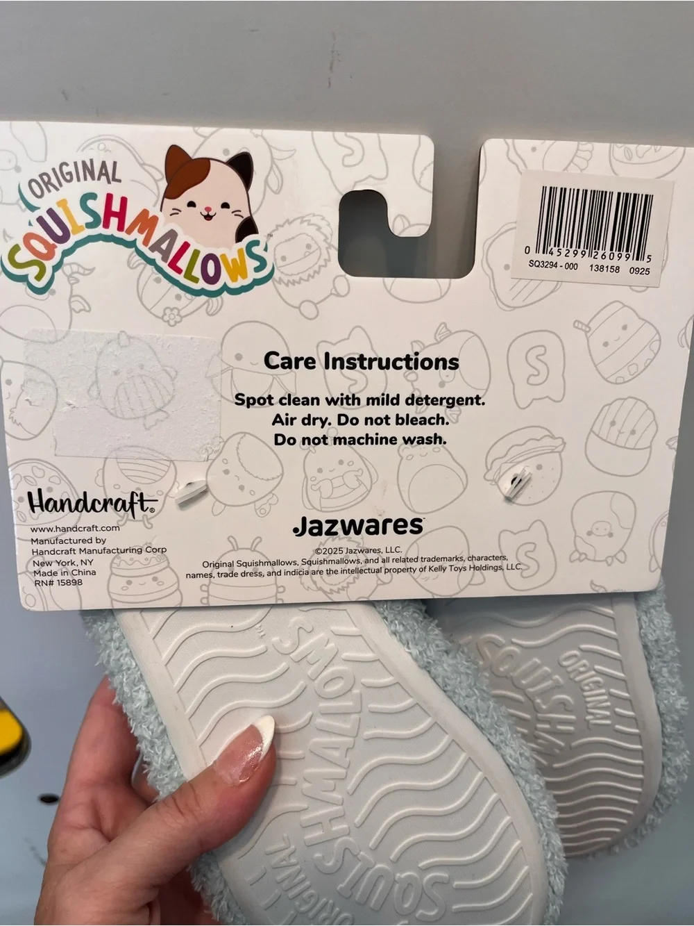 Squishmallows Fuzzy Blue Slip-On Slippers Medium 13-1 Animals Cat Kola Frog Bee